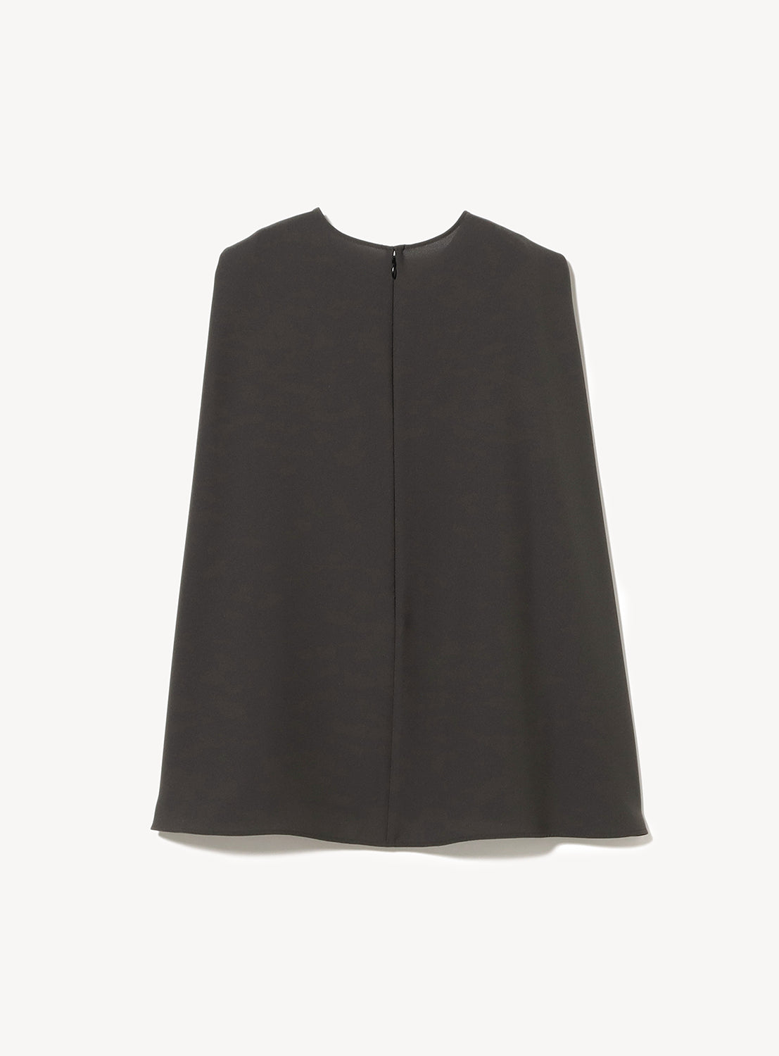 Dark grey sleeveless tunic top flat lay, back view, highlighting the clean lines and subtle details.