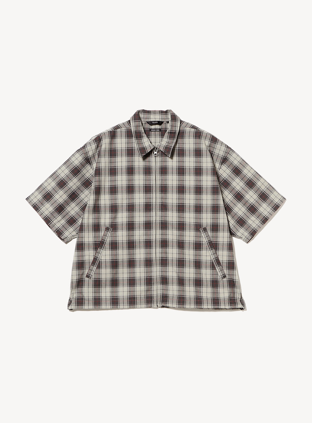 Puckered Tartan Check Zip-Up Shirt