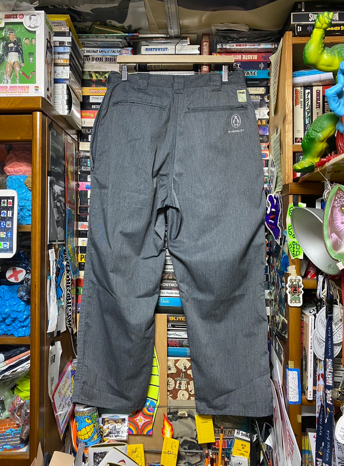 Back view of grey pants from the Flying Elephant collection, embodying the spirit of a legendary skate hub.