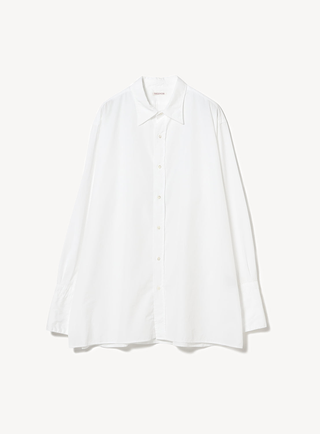 White ombré check shirt with a front zipper, woven from Supima cotton and spun rayon for a subtle sheen.