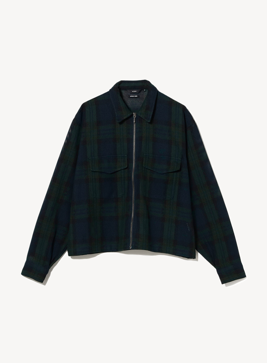 Mesh Checkered Zip Up Shirt