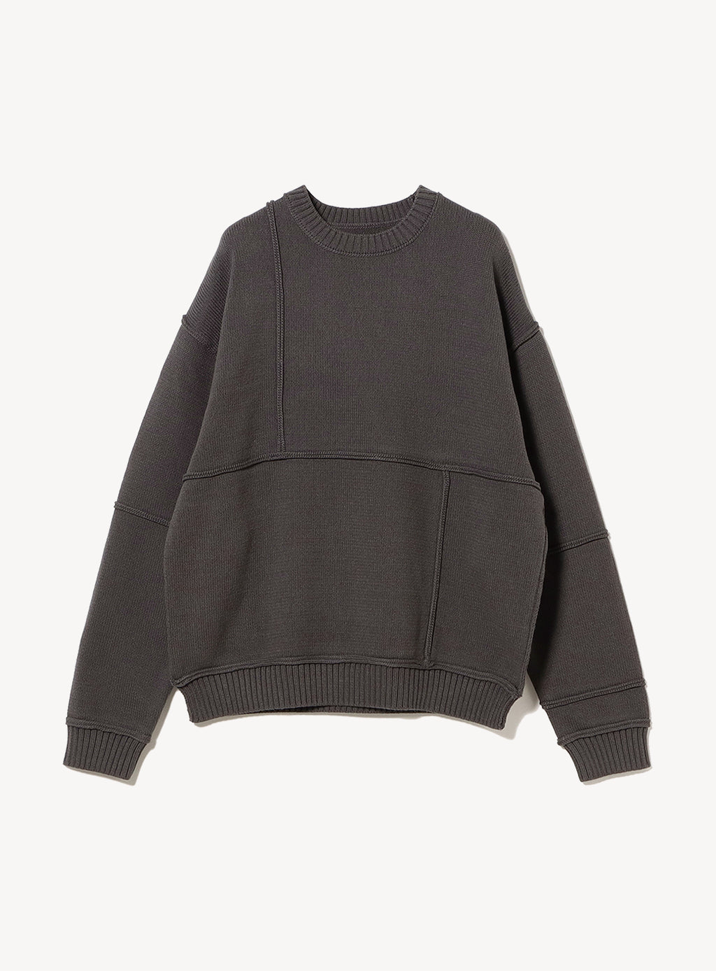 トップス MUZE OVERSIZE INSIDEOUT KNIT 5-Gauge Wide Paneled Crew Neck Knit Sweater