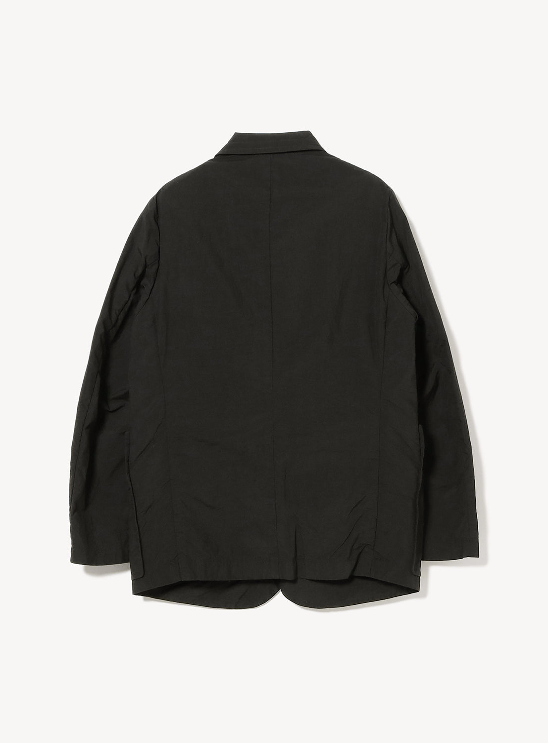 Back view of the black tailored jacket, showing the full design and fit.