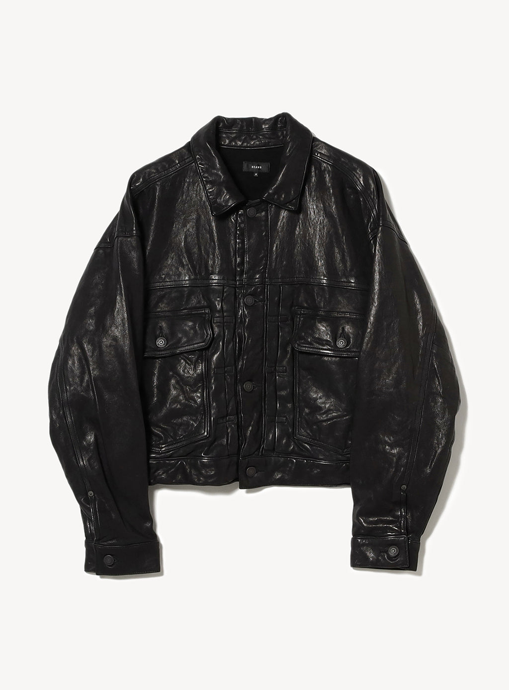 Wide Short Fit Leather Jacket