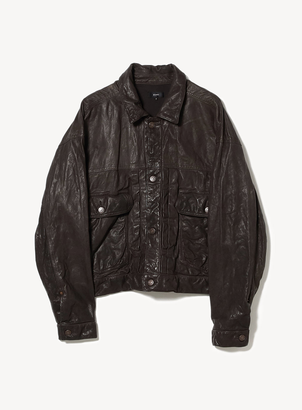 Wide Short Fit Leather Jacket