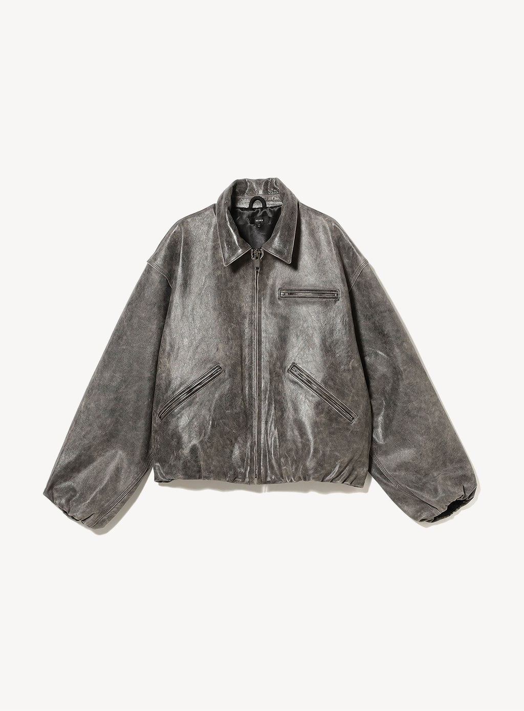 Goat Leather Wide Short Fit Zip Jacket Goat Leather Wide Short Fit Zip Jacket