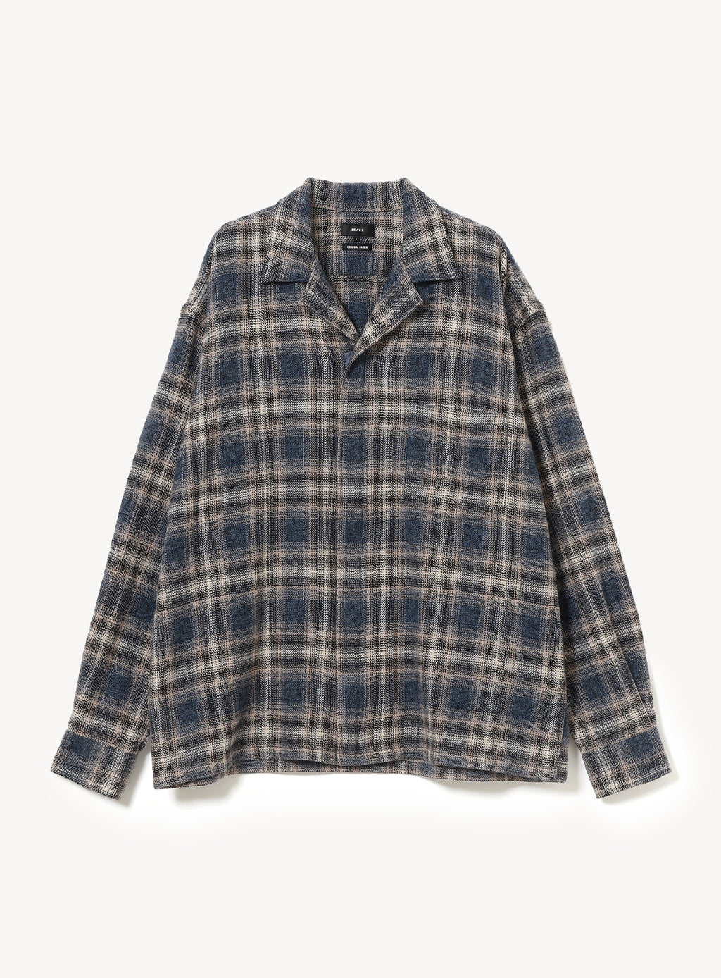 Flannel Zip Open Collar Shirt
