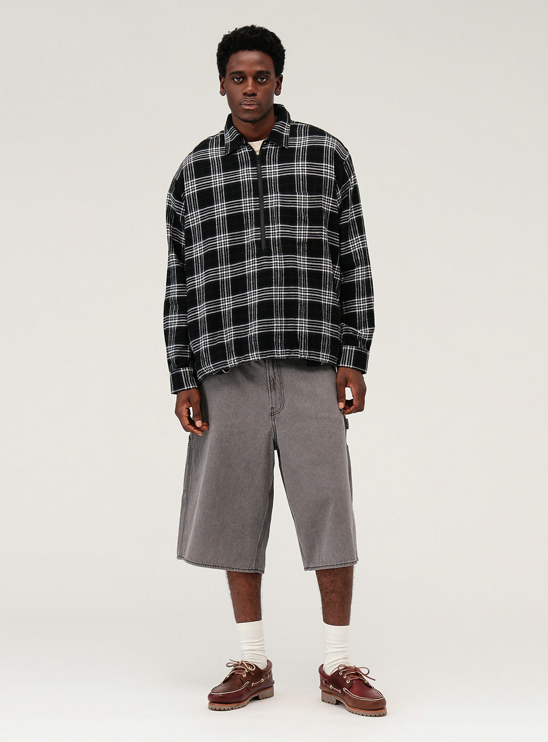 Half Zip Check Shirt