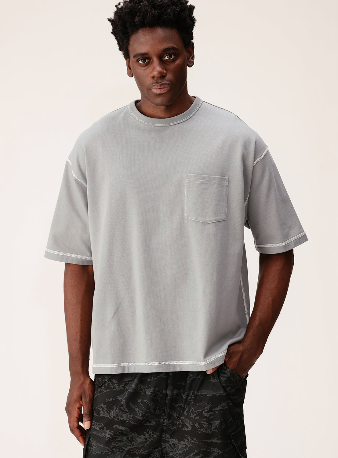 Back Stitch Loose T-Shirt