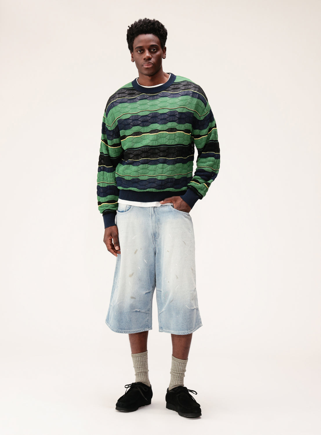 Quarter-Length Painter Denim Pants