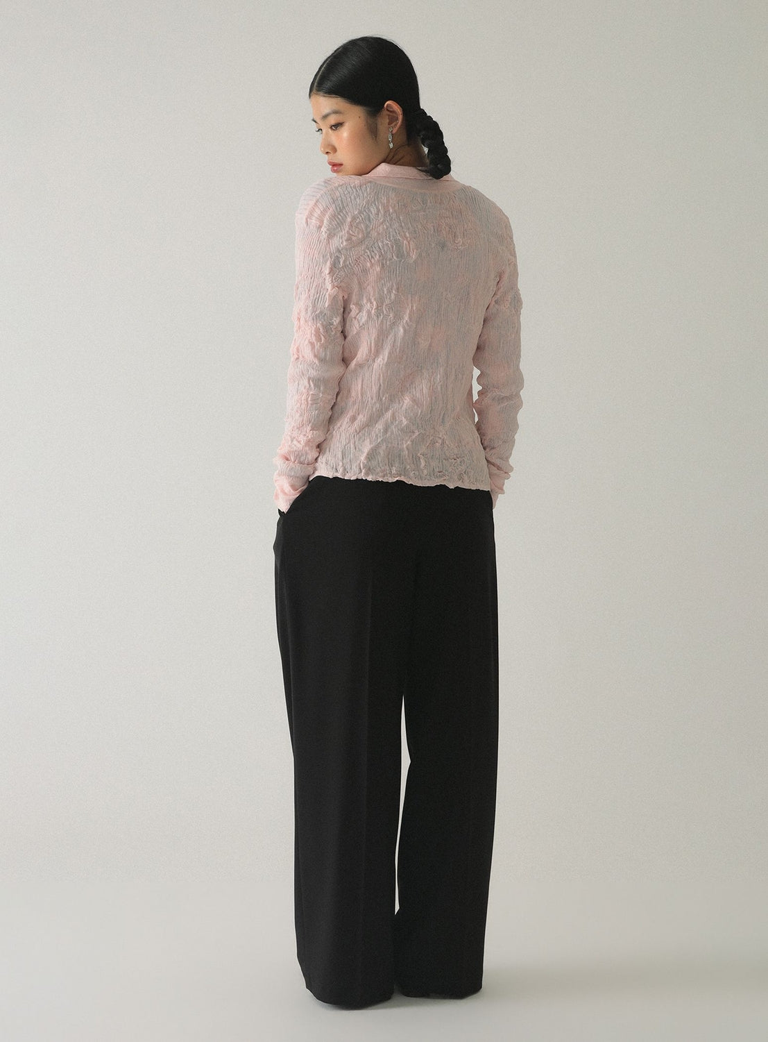 Sheer Rib Knit Polo Cardigan