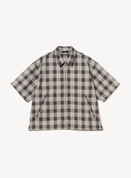 Puckered Tartan Check Zip-Up Shirt