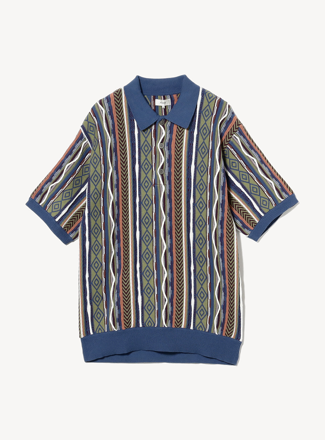 3D Stripe Knit Polo Shirt