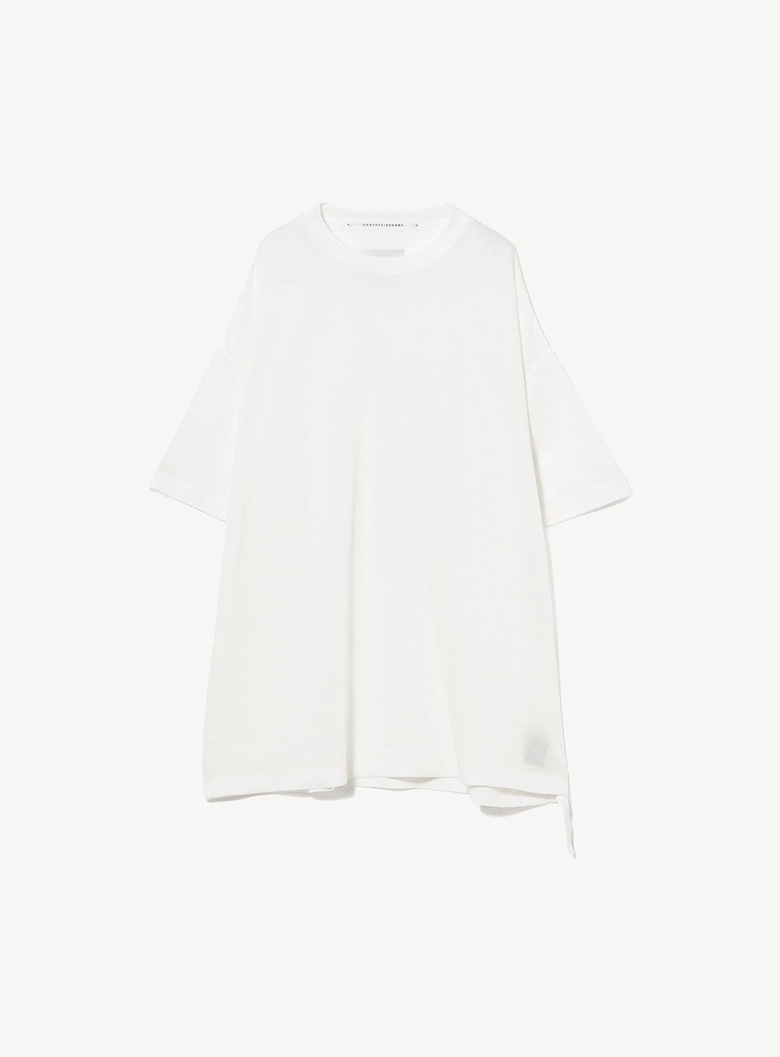 The Bowie T-Shirt by COG THE BIGSMOKE is showcased against a white background, featuring a voluminous oversized silhouette with a relaxed fit and round neckline—ideal for effortless, versatile styling.
