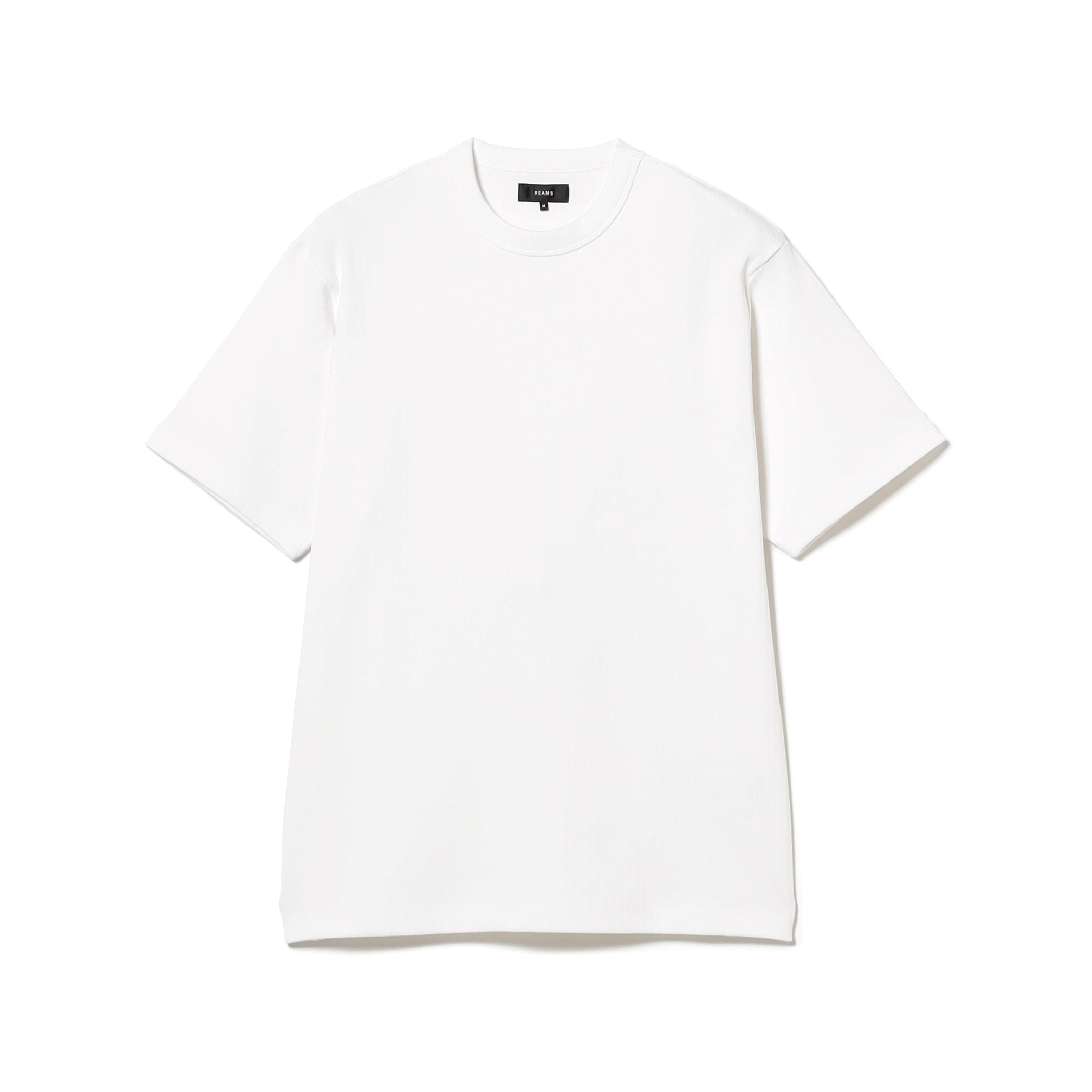 White classic crewneck T-shirt in stretch ribbed cotton fabric.