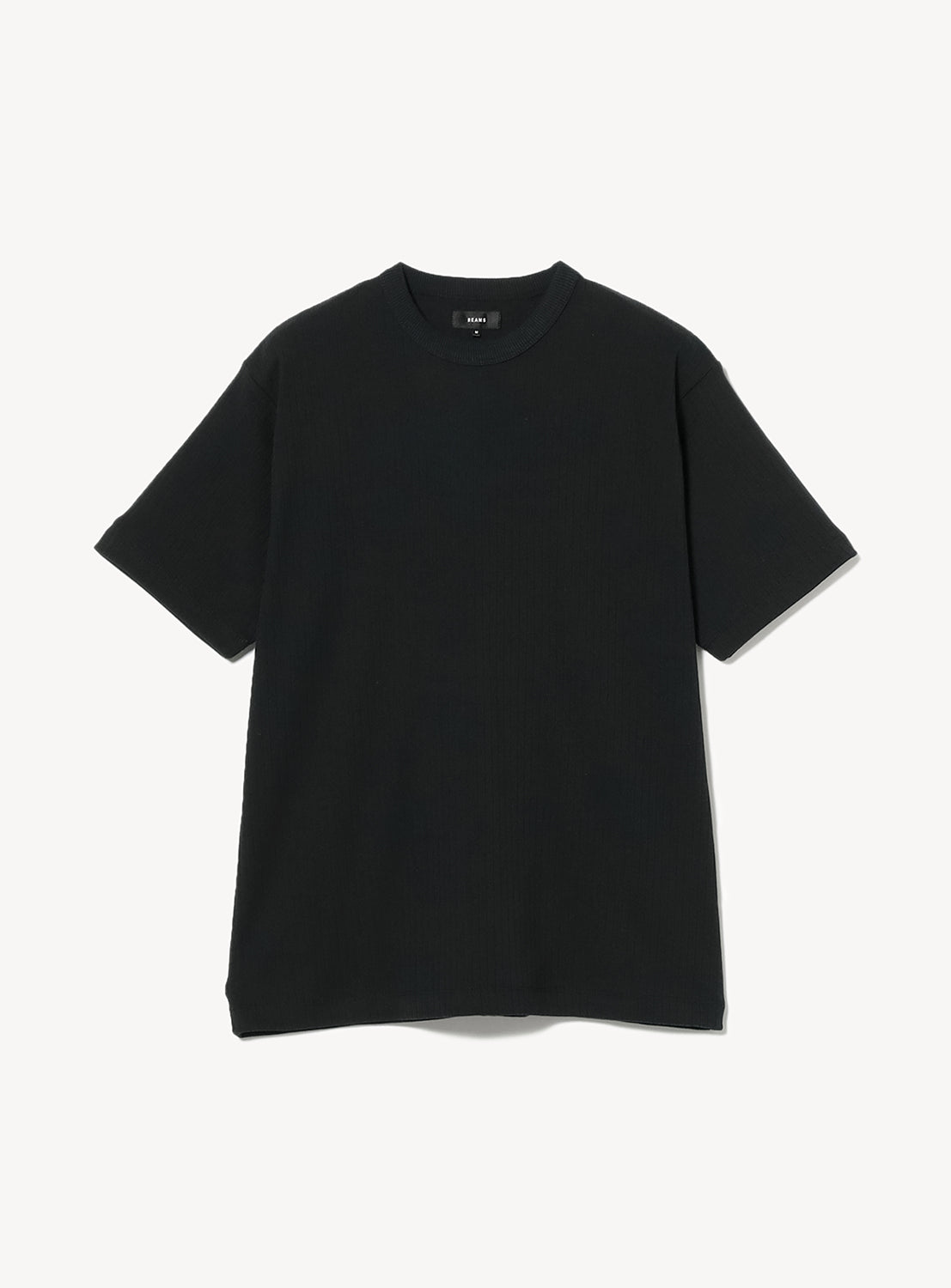 Black classic crewneck T-shirt in stretch ribbed cotton fabric.
