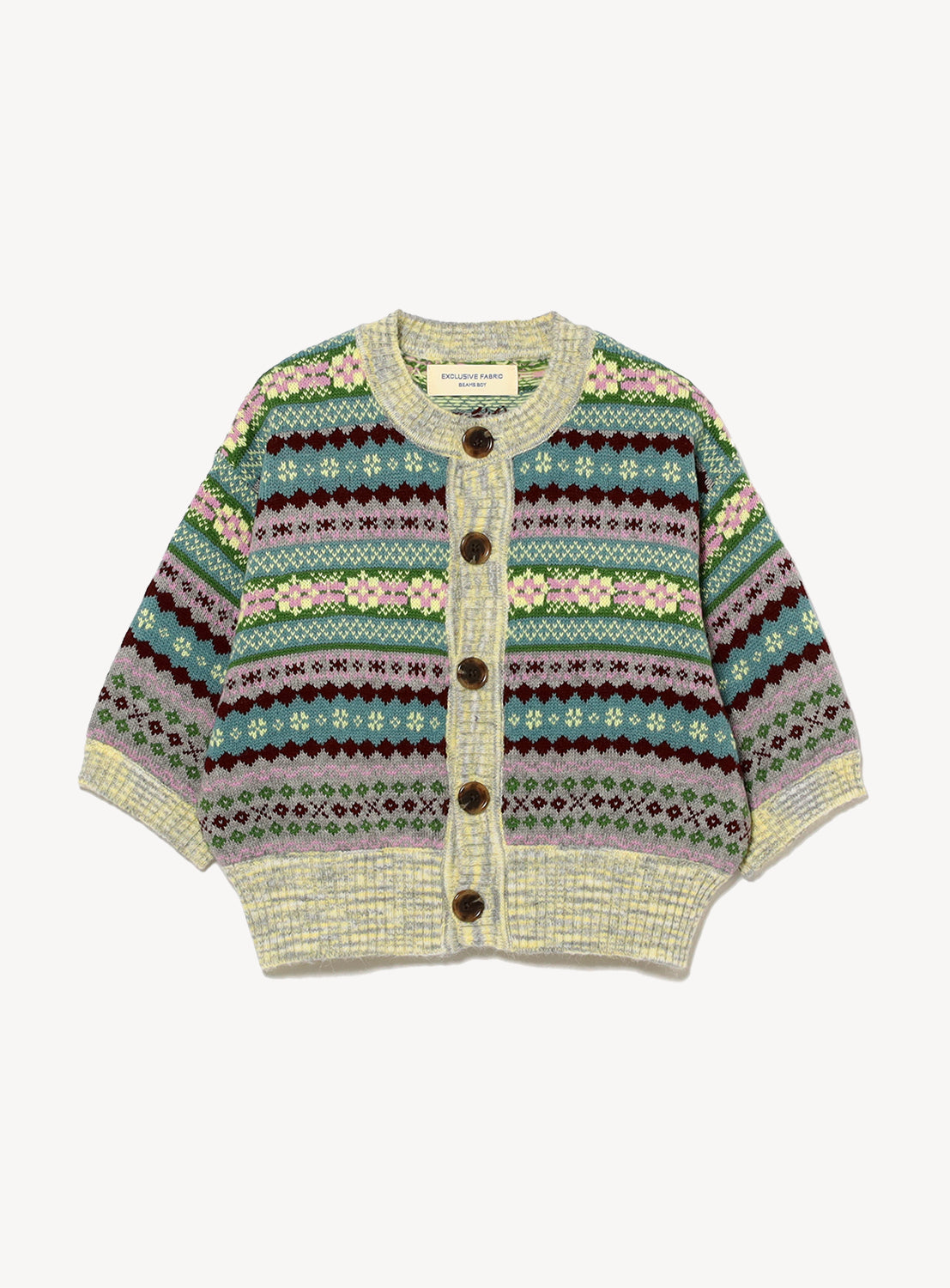 Fair Isle 5/4 Sleeve Cardigan
