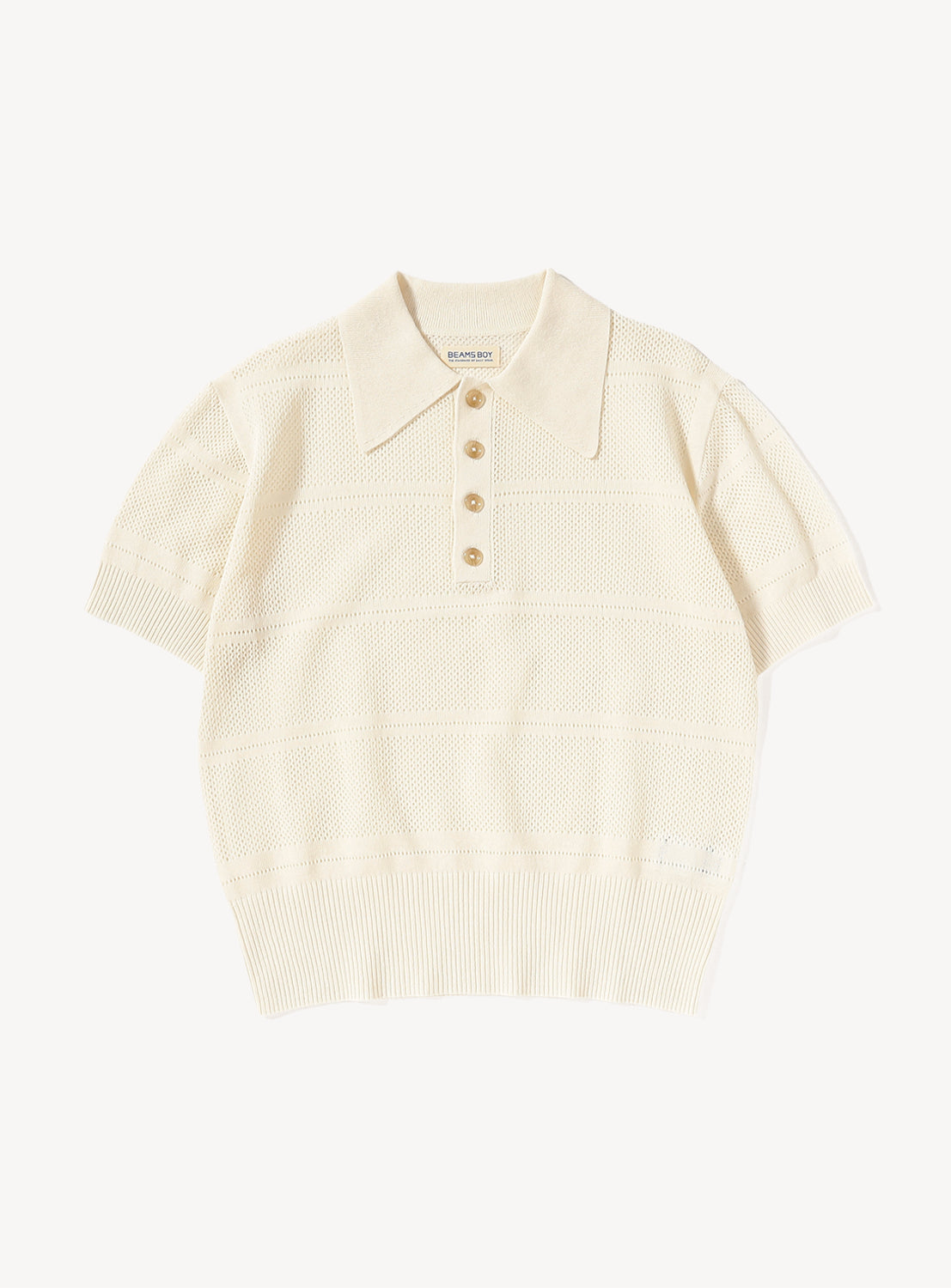 Openwork Knit Polo Shirt