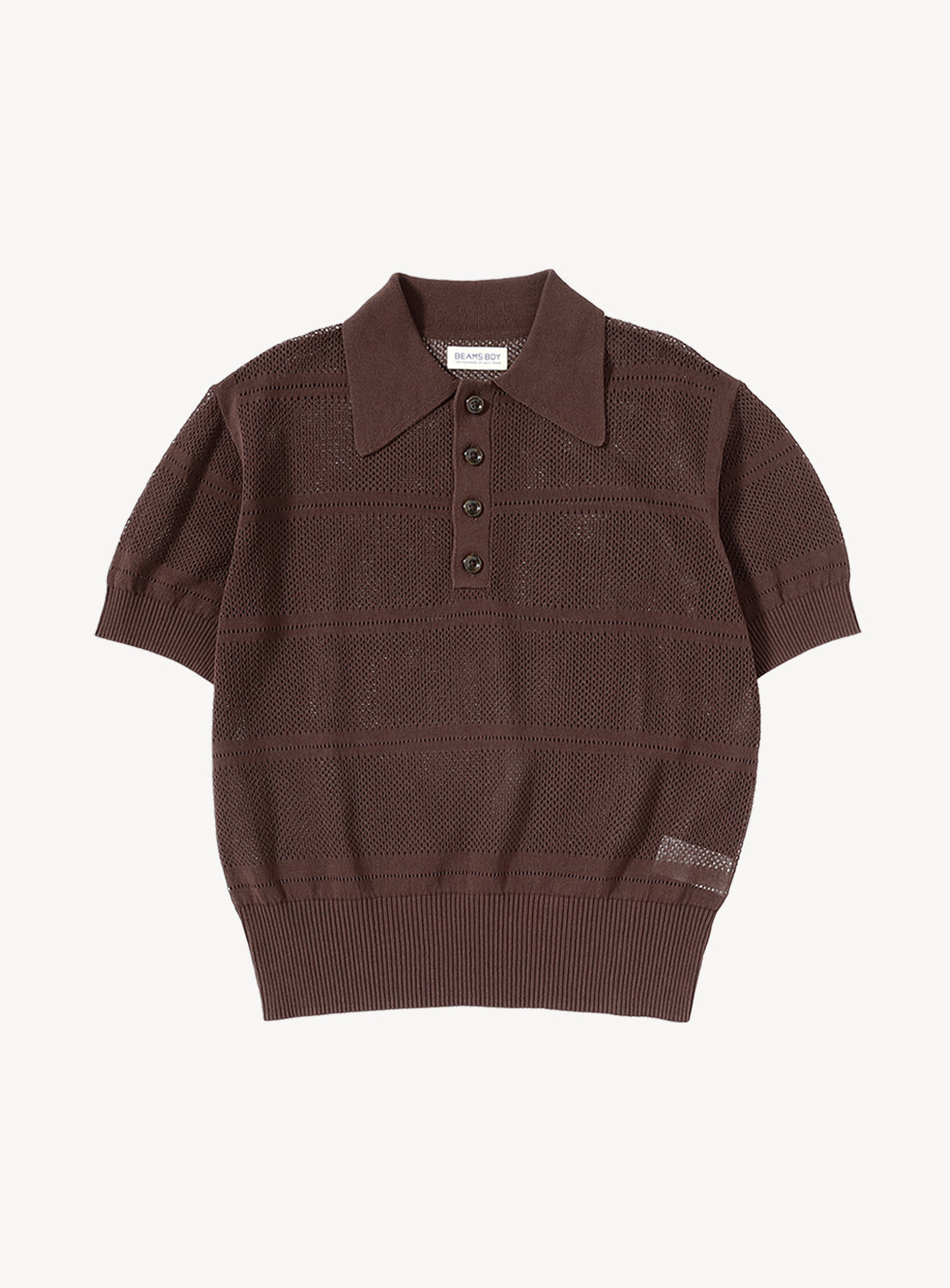 Openwork Knit Polo Shirt