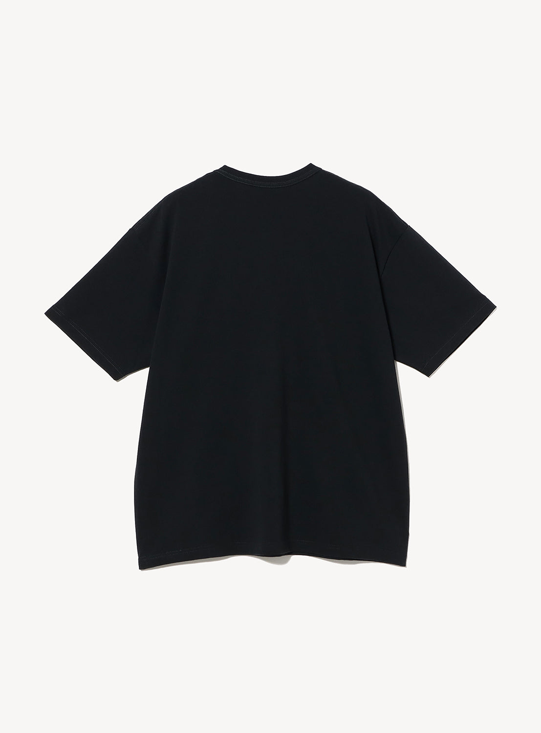 The BEAMS T Tyrrell Winston - Sign T-Shirt, a plain black short-sleeve collaboration piece, is displayed from the back against a white background.