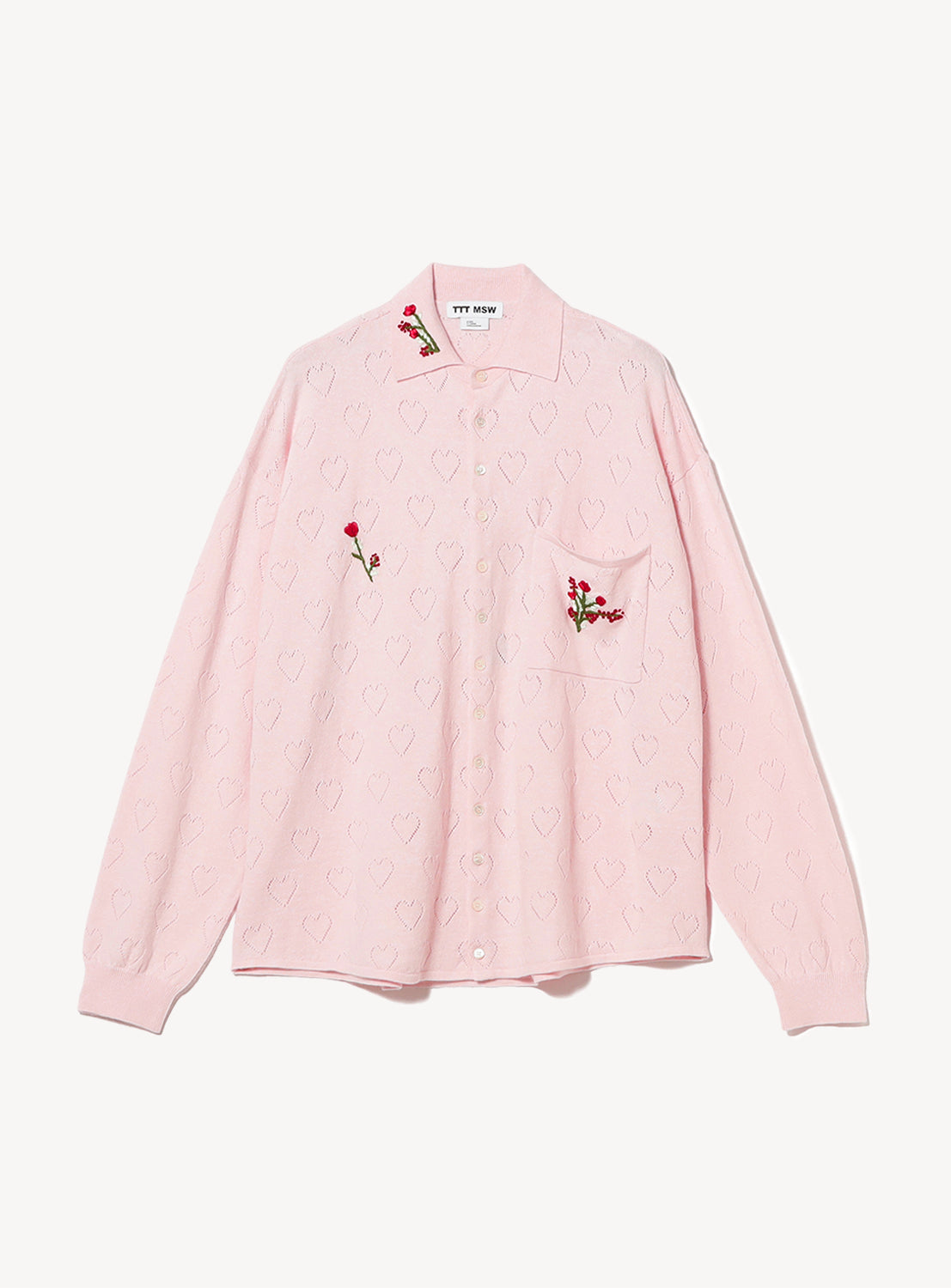 Flower Embroidery Knit Shirt