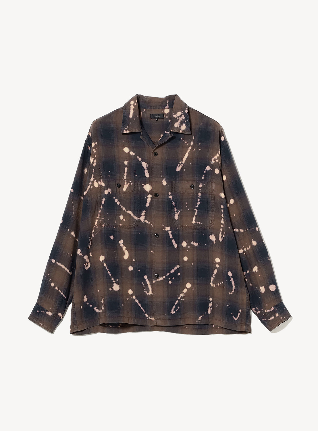 Bleached Ombré Check Open Collar Shirt