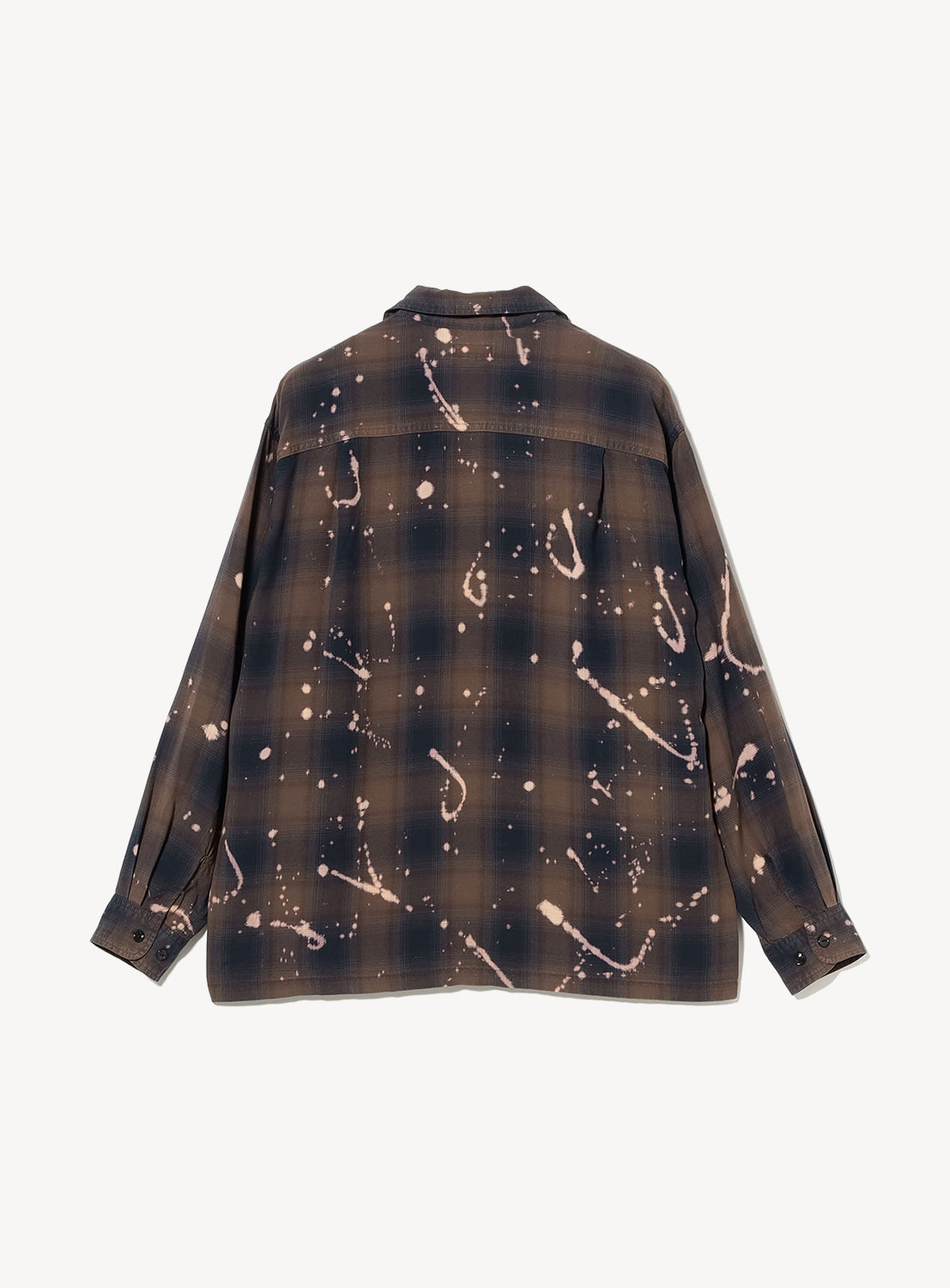 Bleached Ombré Check Open Collar Shirt