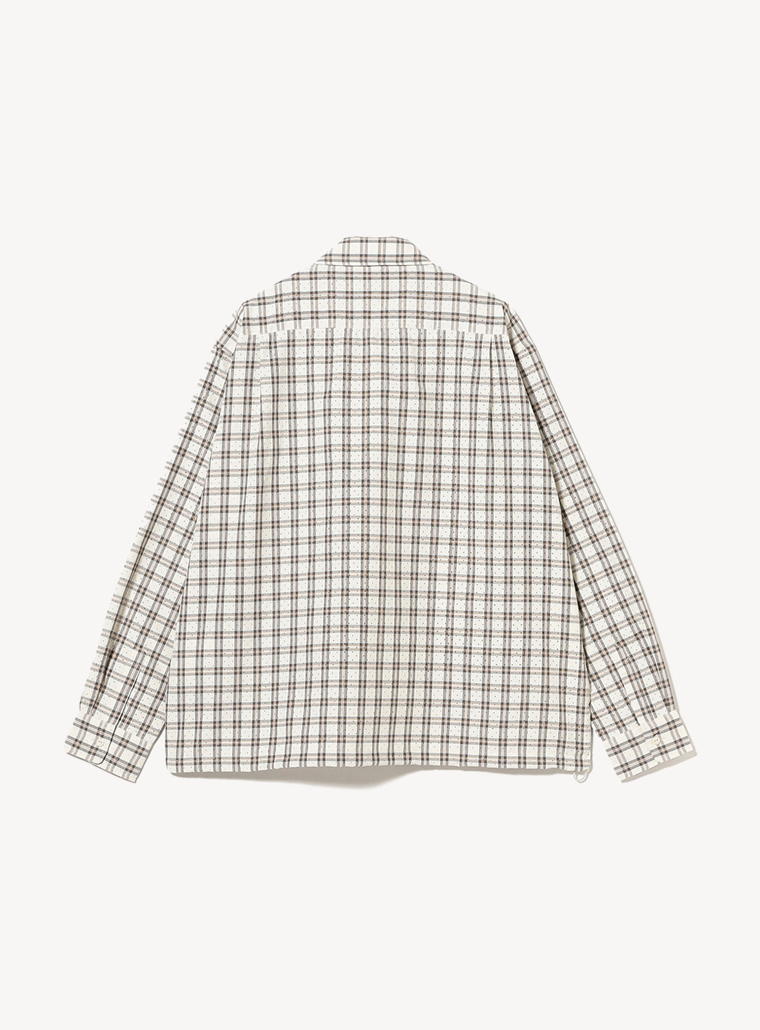 Wide Fit Perforated Check Half-Zip Pullover Shirt