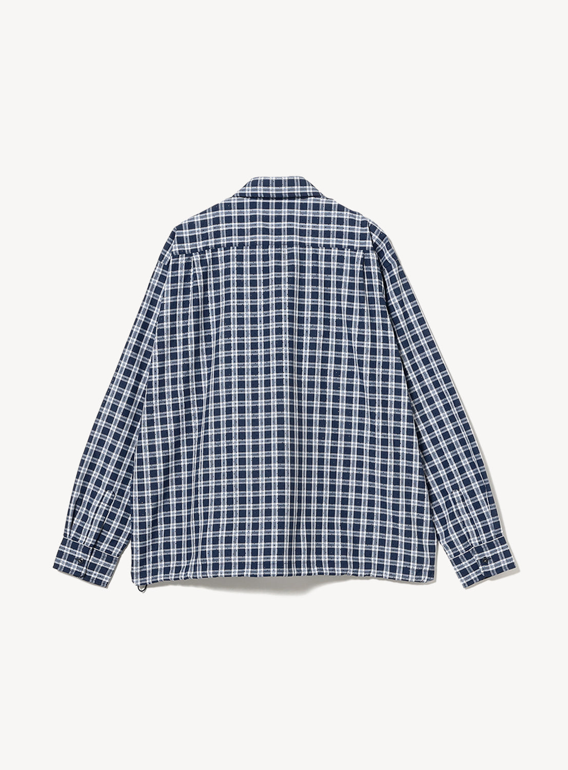 Wide Fit Perforated Check Half-Zip Pullover Shirt