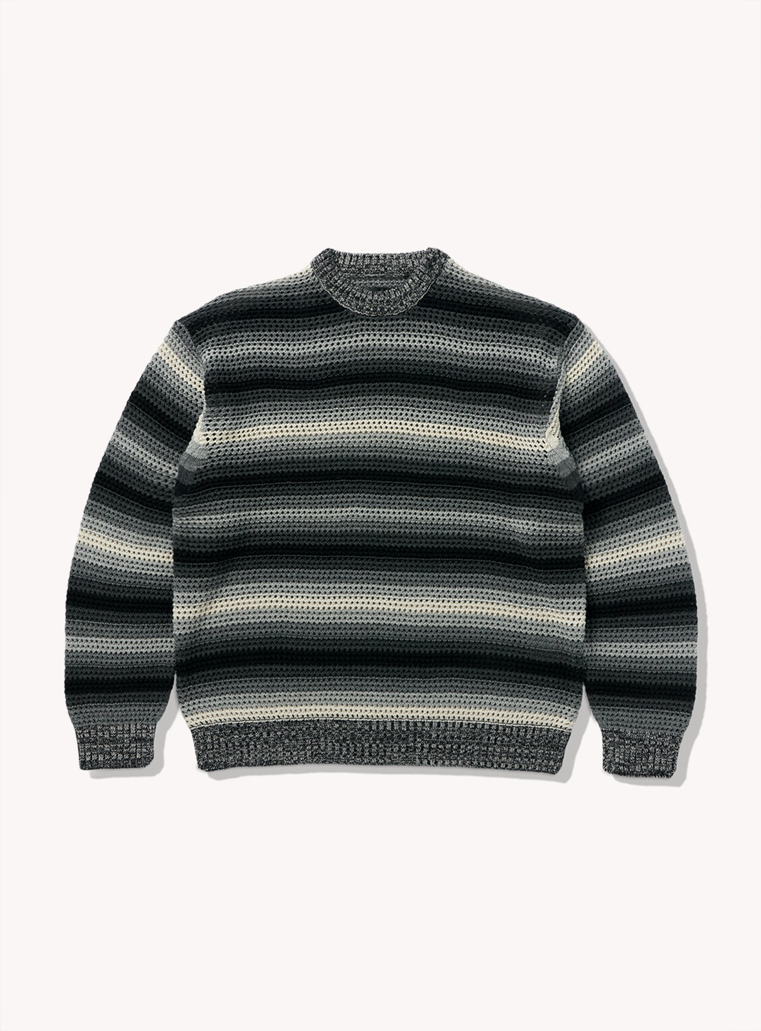 Mesh Striped Crew Neck Knit