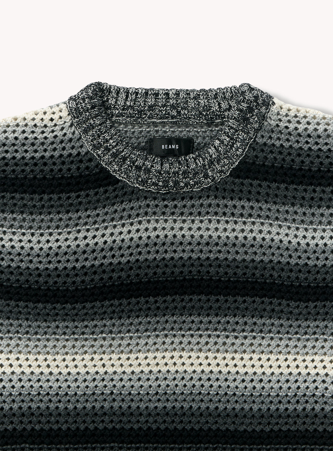 Mesh Striped Crew Neck Knit