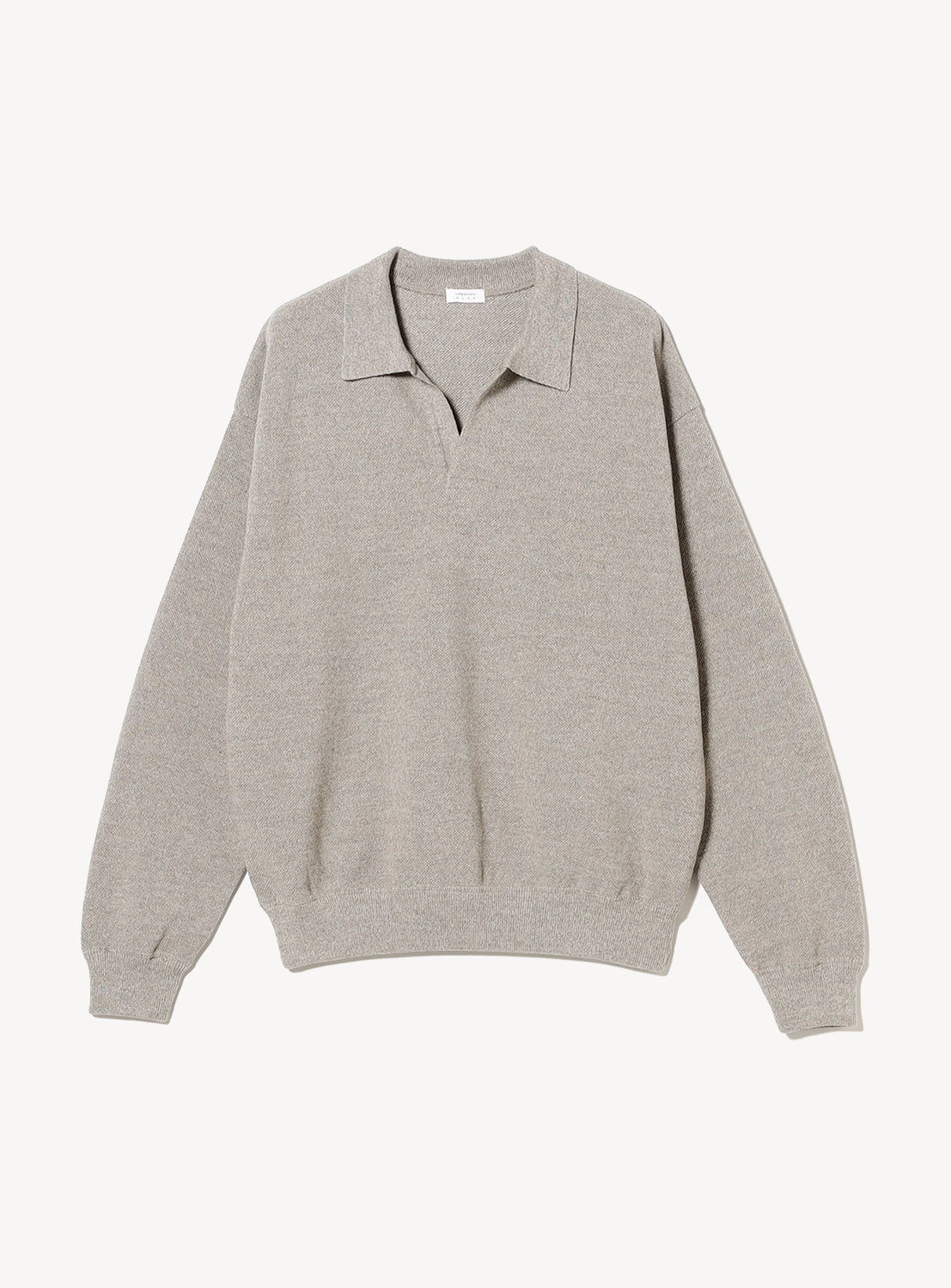 Gray sweater with a collar on a white background.