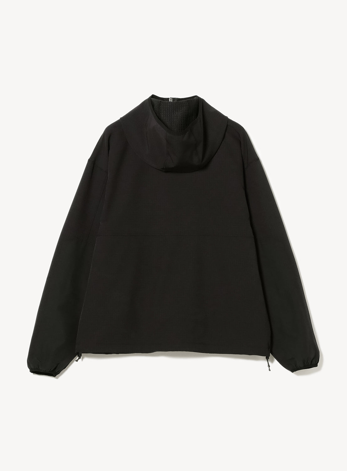 Black pullover hoodie, showcasing the full design and hood.