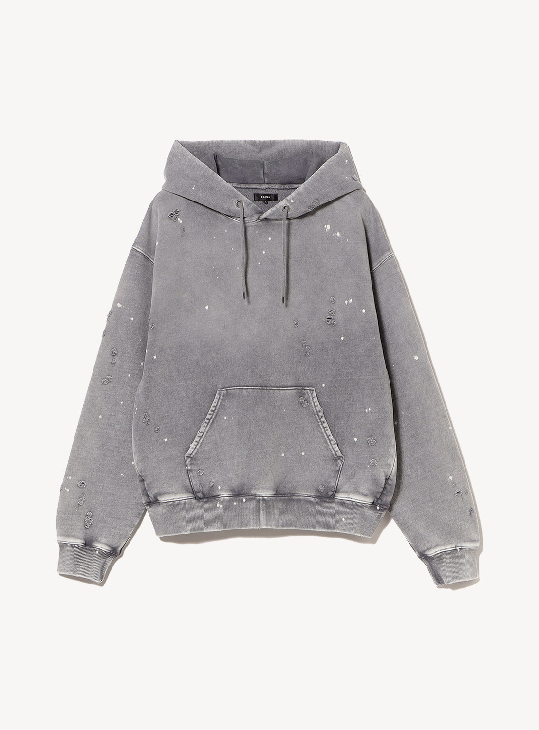 Wide Short Fit Distressed Heavyweight Hoodie