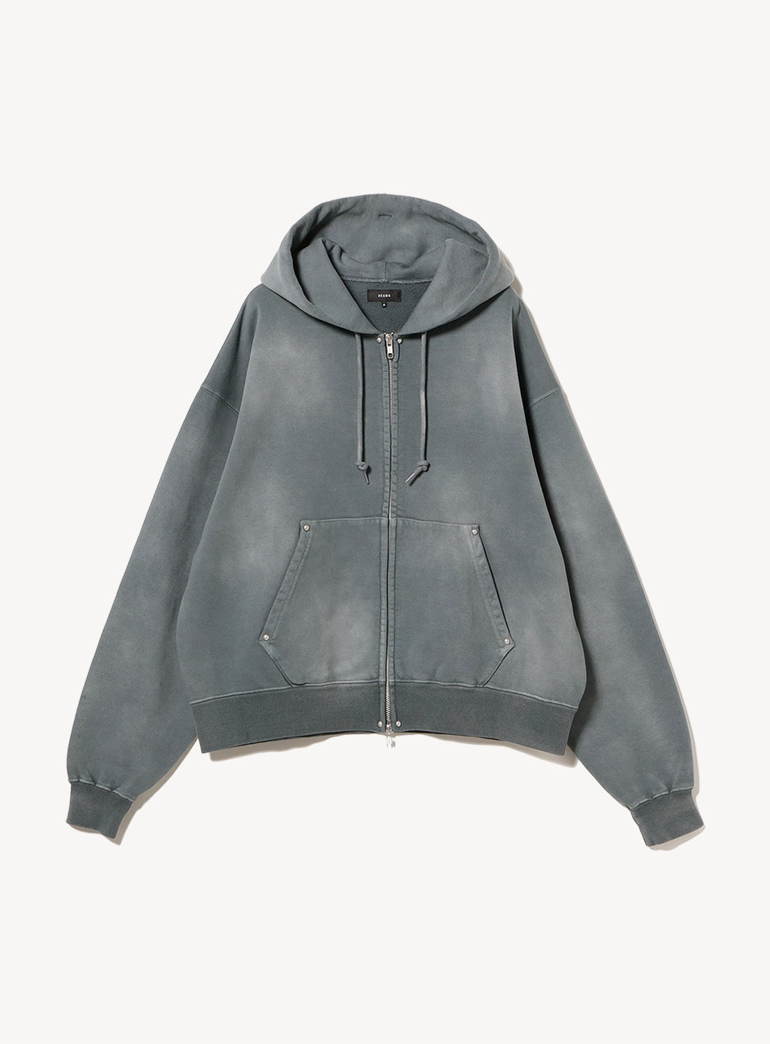 Faded Rivet Full-Zip Wide Short Fit Hoodie
