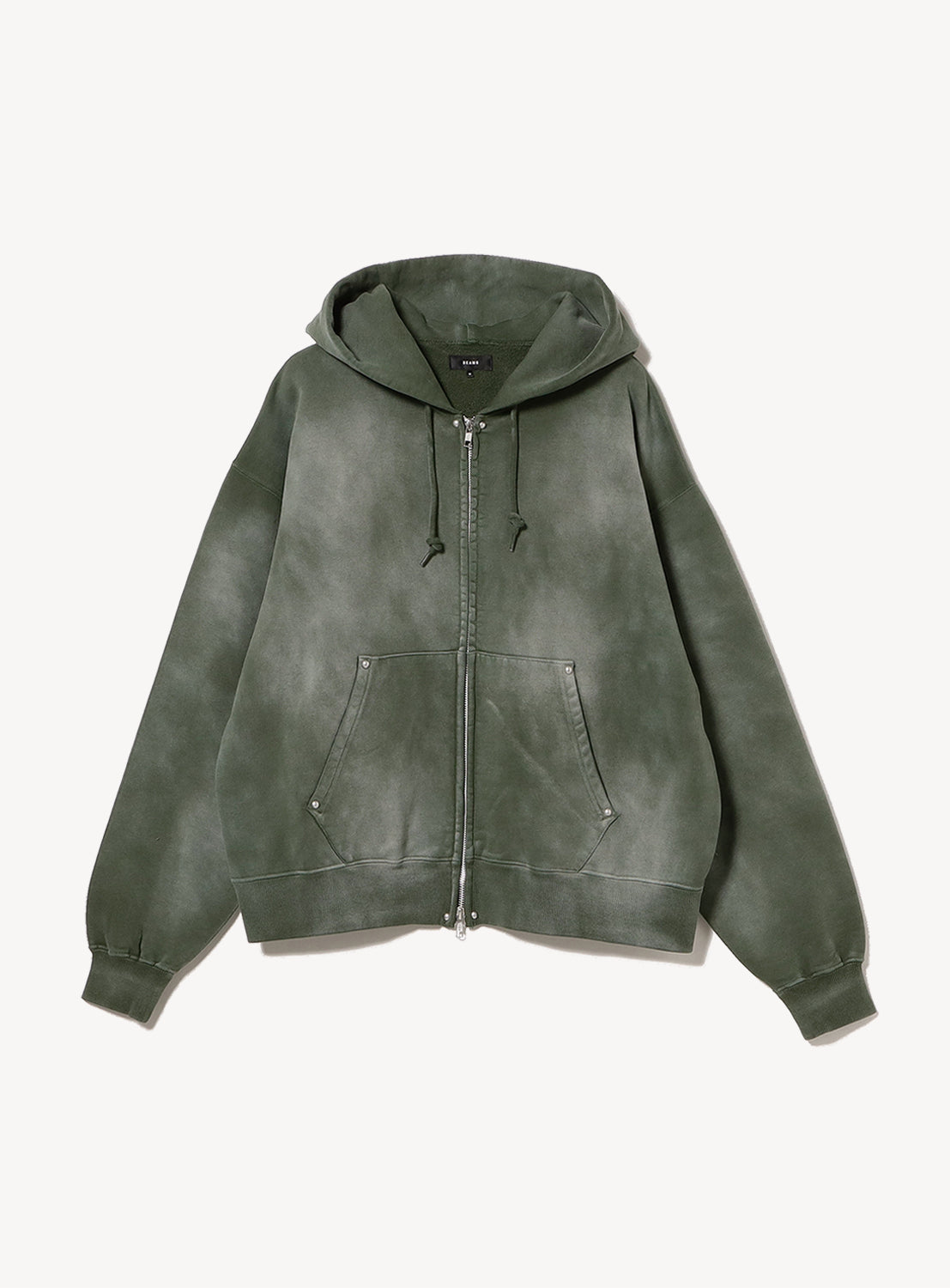 Faded Rivet Full-Zip Wide Short Fit Hoodie