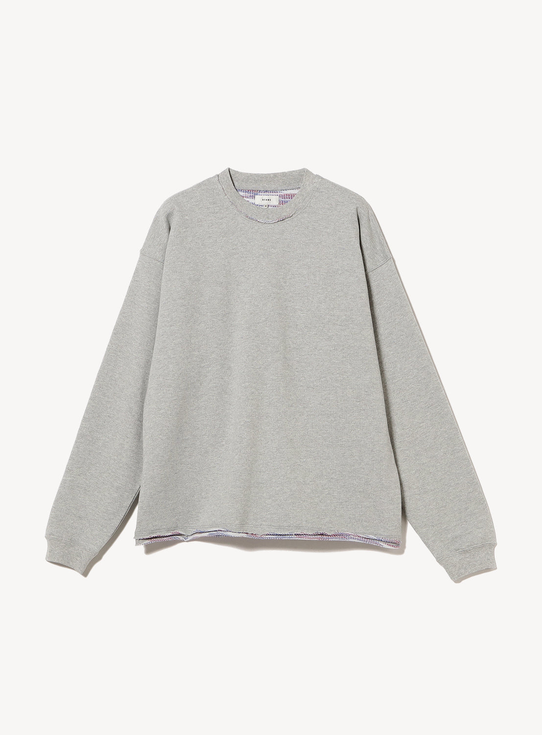Kasuri-Dyed Cut-Off Crew Neck Sweatshirt