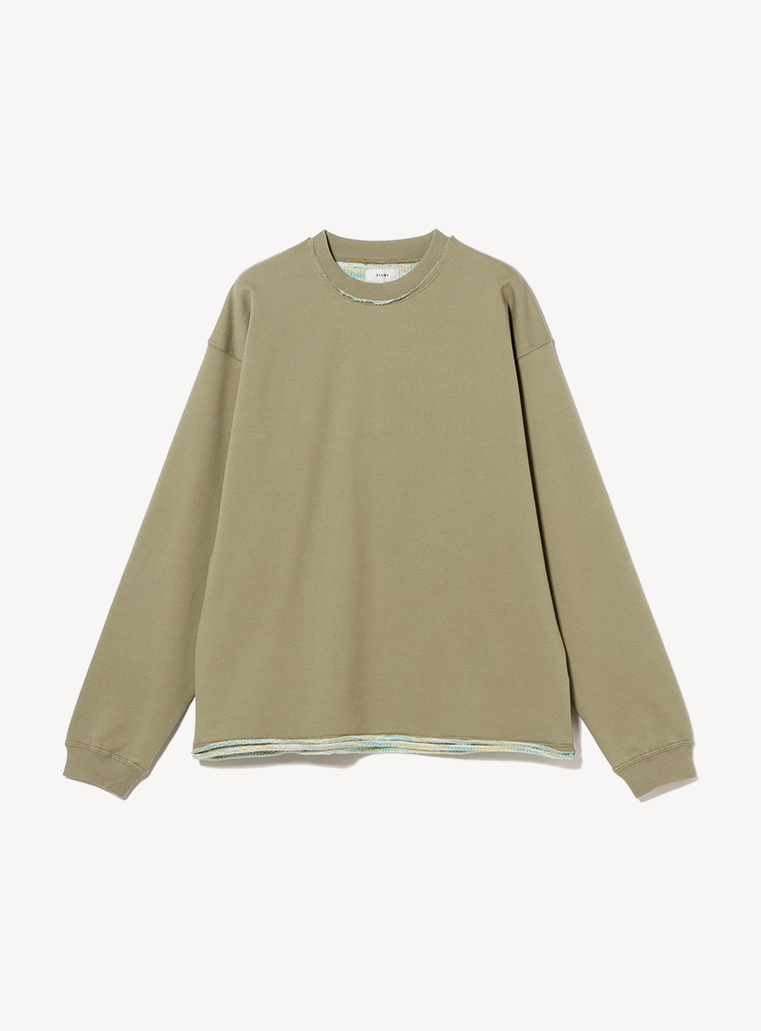 Kasuri-Dyed Cut-Off Crew Neck Sweatshirt