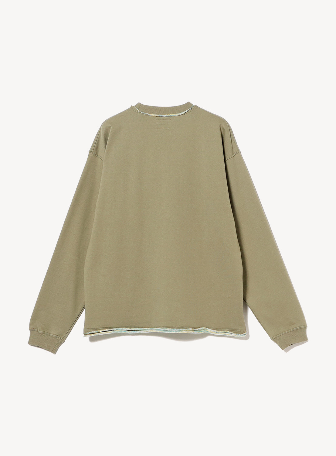 Kasuri-Dyed Cut-Off Crew Neck Sweatshirt