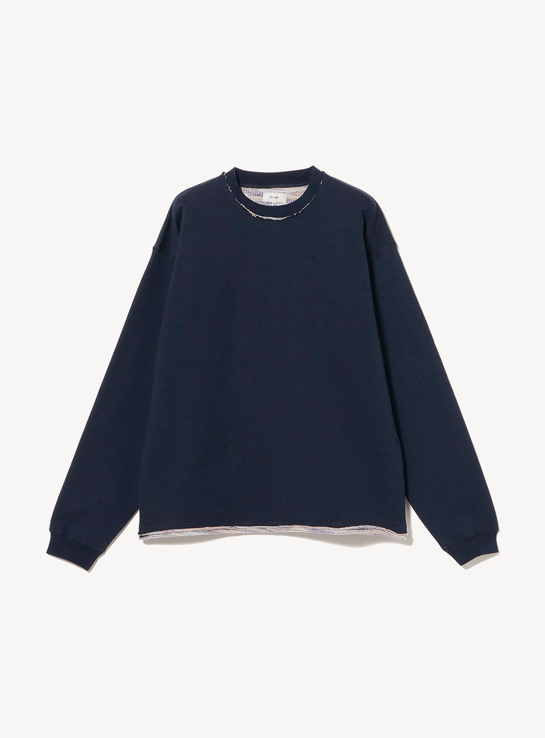 Kasuri-Dyed Cut-Off Crew Neck Sweatshirt