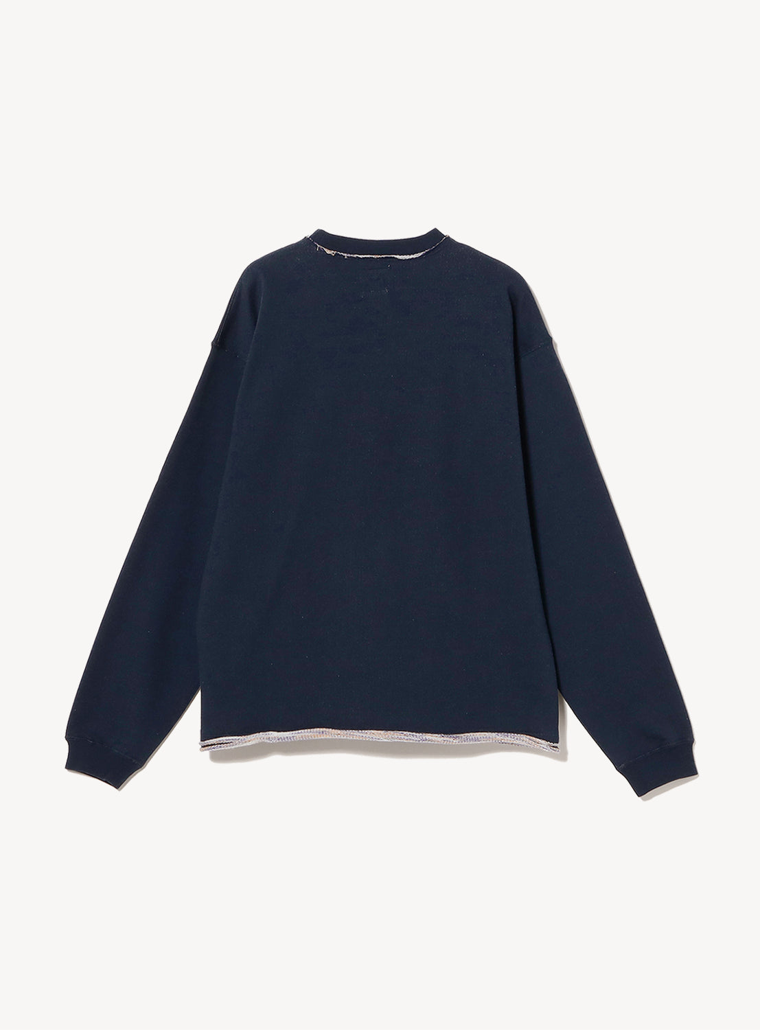 Kasuri-Dyed Cut-Off Crew Neck Sweatshirt