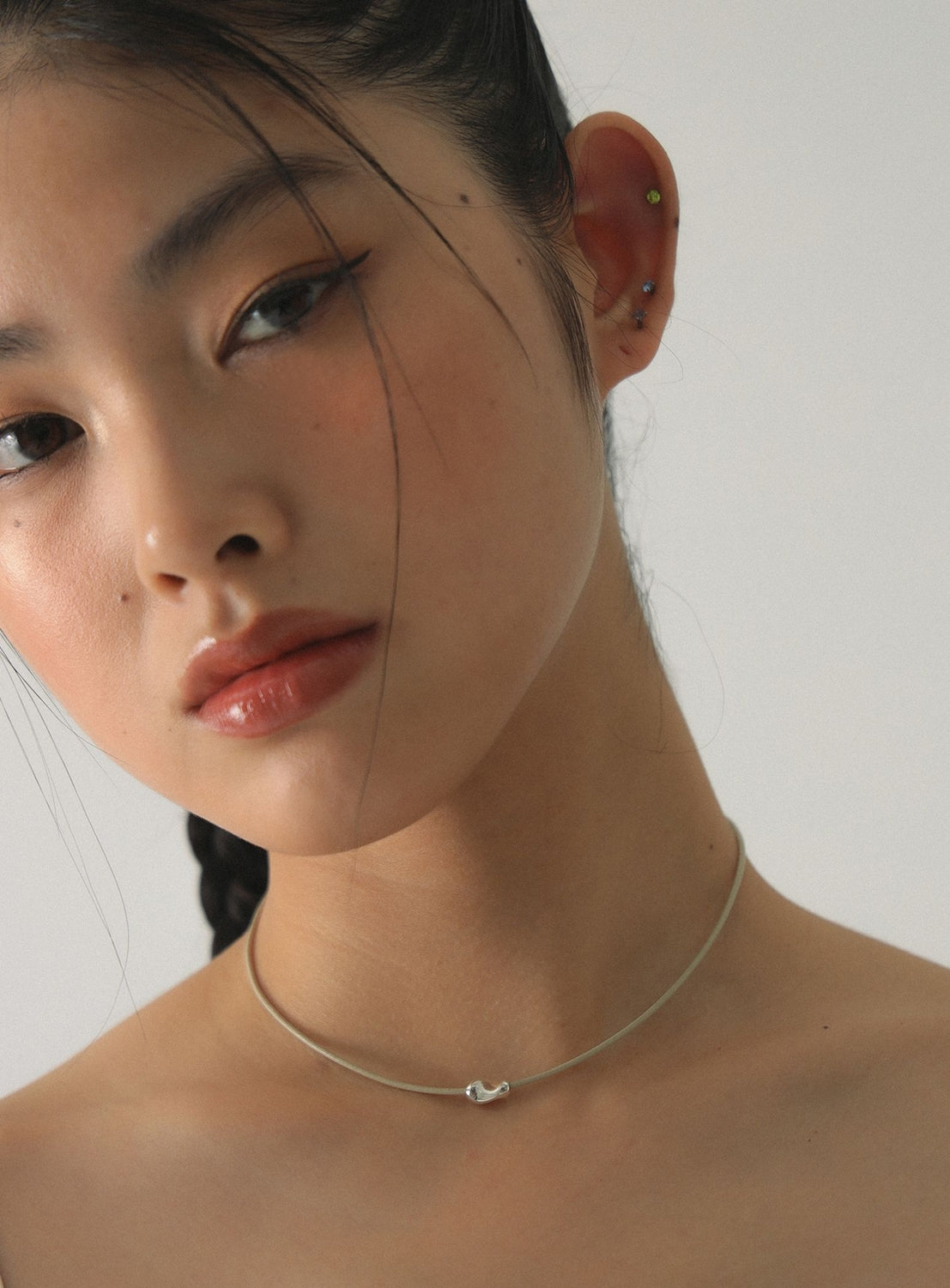 Silver Top Leather Choker