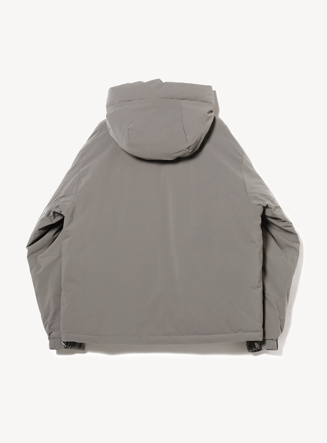 Back of a gray hooded reversible jacket. 