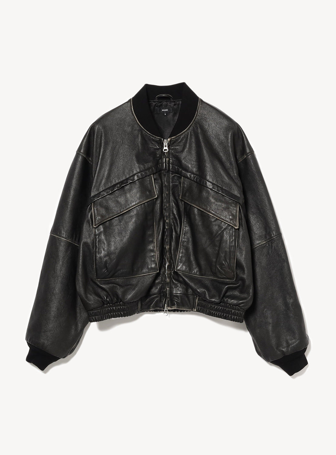 Distressed Leather Short Blouson