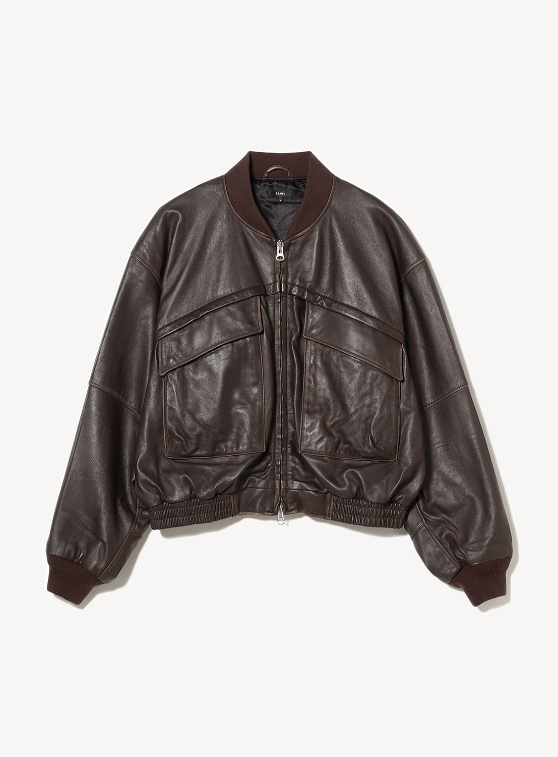 Distressed Leather Short Blouson