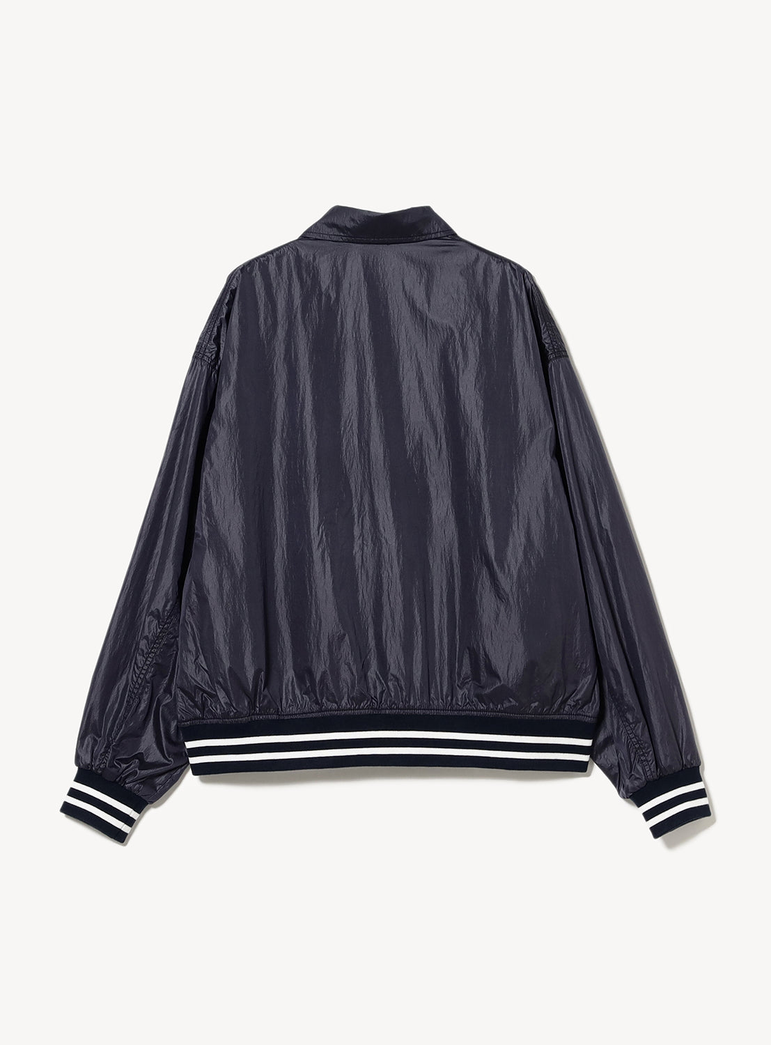 Wide Short Fit Nylon Varsity Jacket