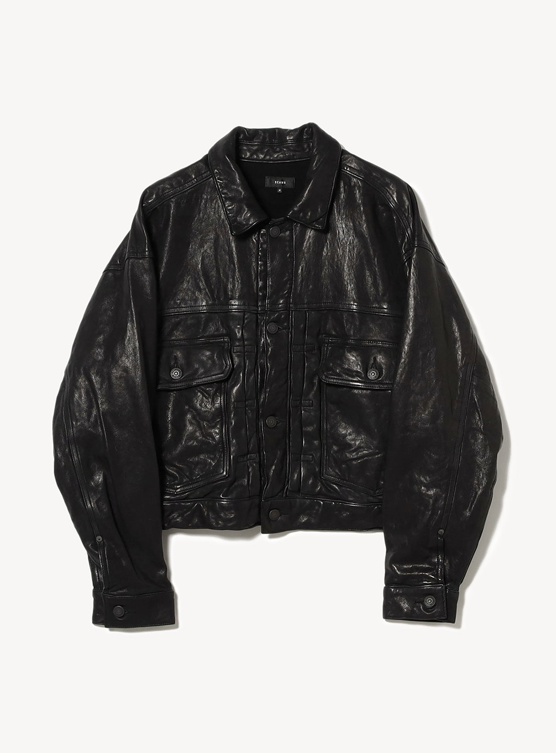 Wide Short Fit Leather Jacket