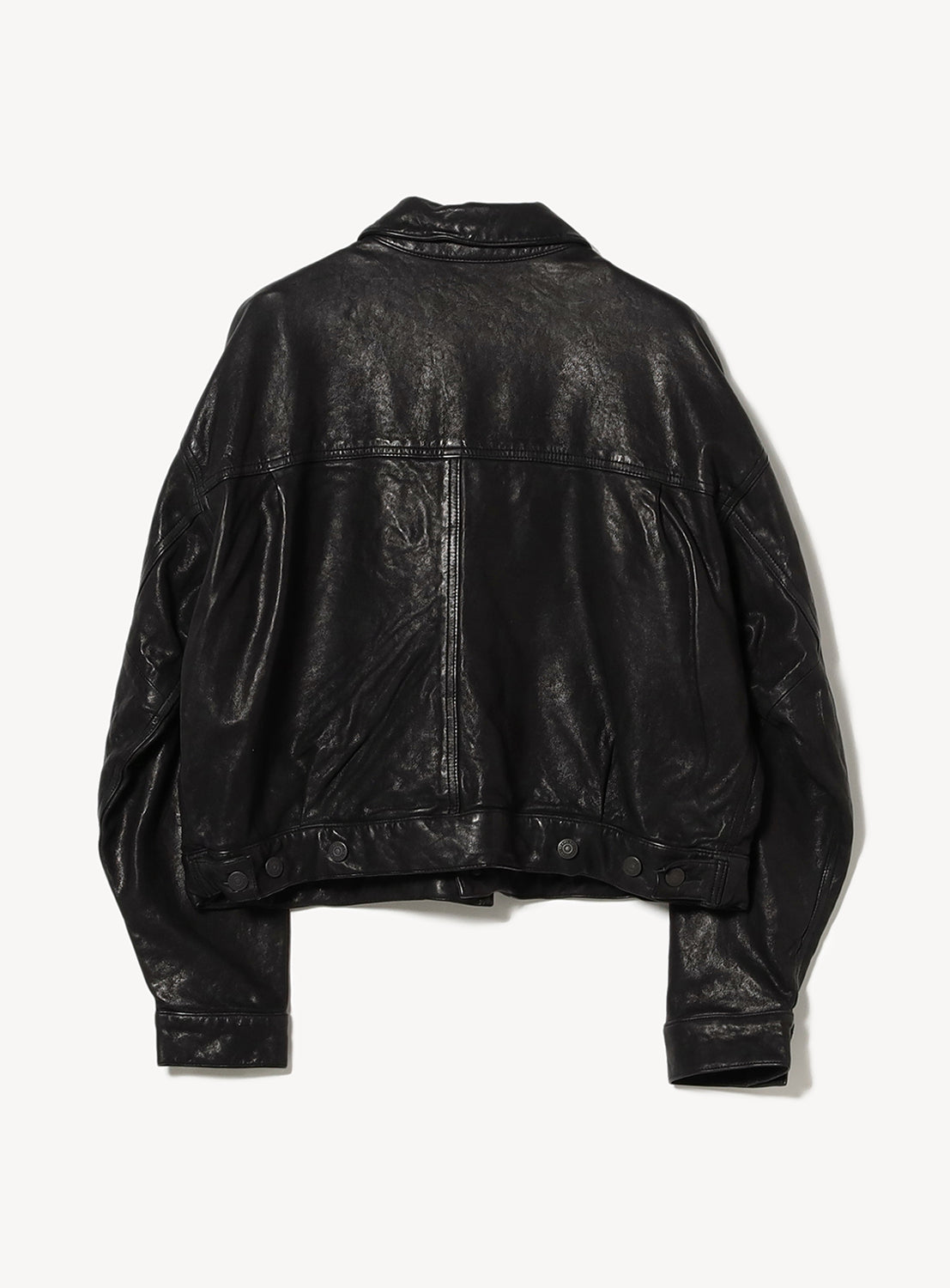Wide Short Fit Leather Jacket