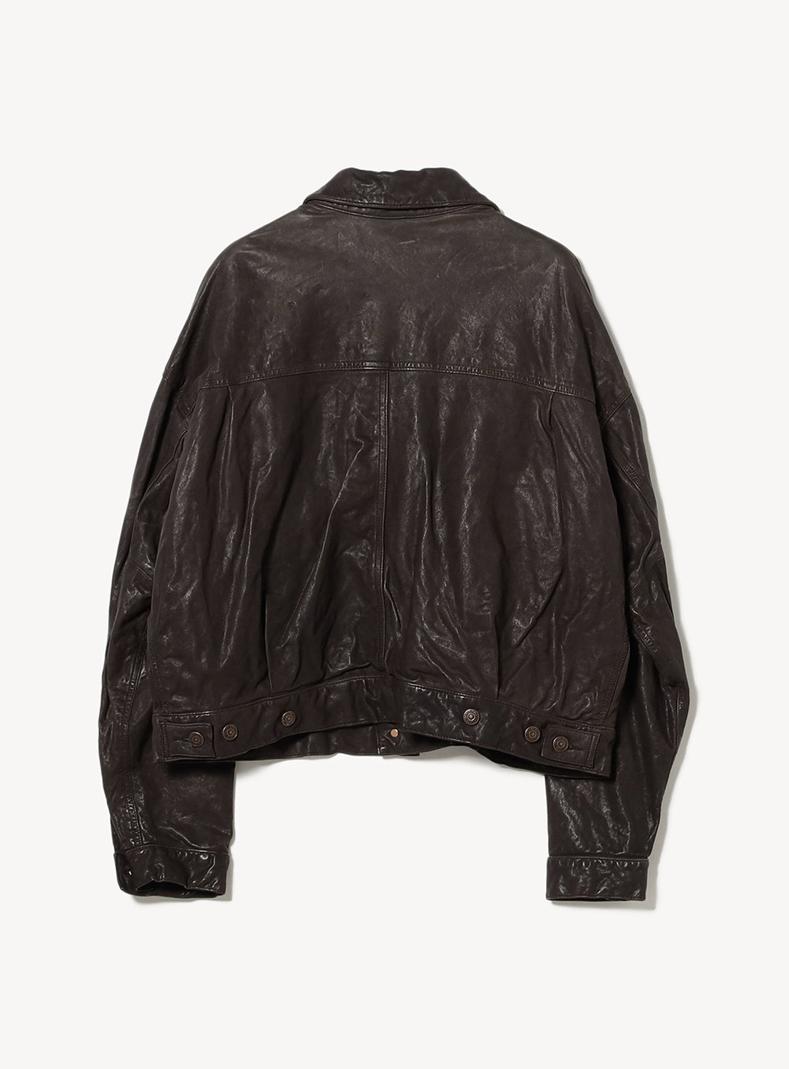 Wide Short Fit Leather Jacket