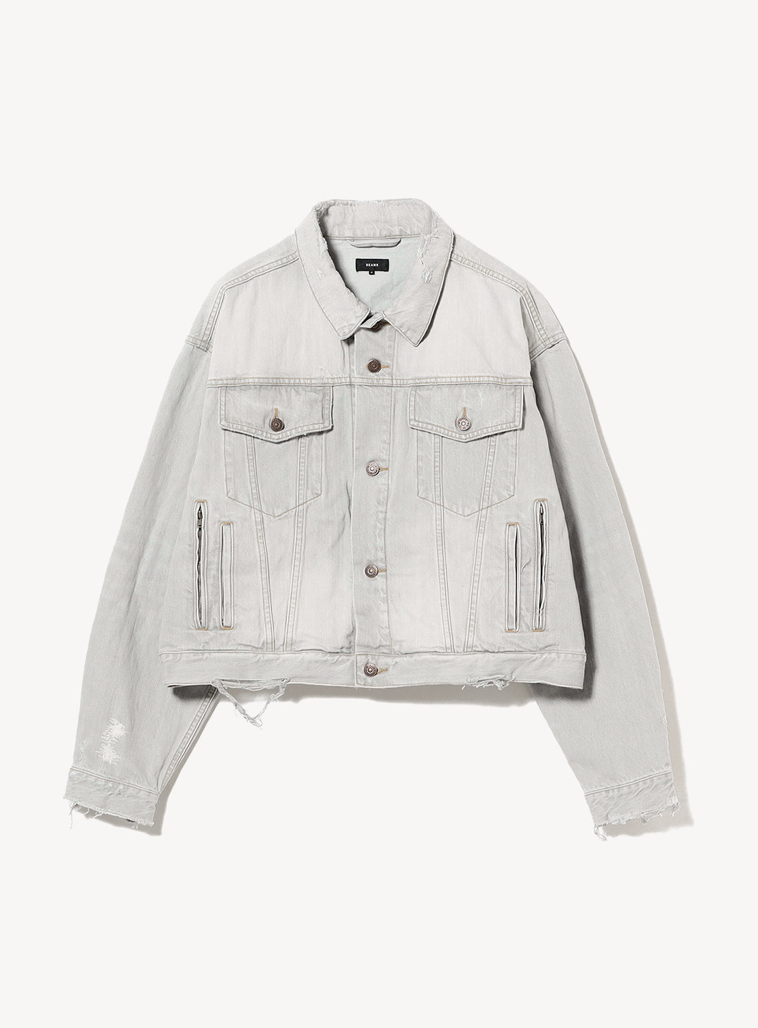 Cropped Distressed Japanese Denim Trucker Jacket